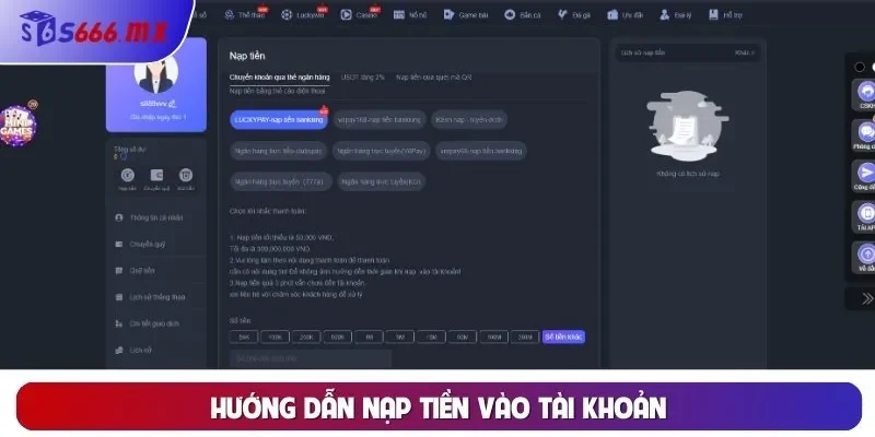 Hướng dẫn nạp tiền vào tài khoản Hướng dẫn nạp tiền vào tài khoản