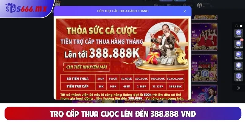 Khuyến Mãi Trợ cấp thua cược lên đến 388.888 VNĐ